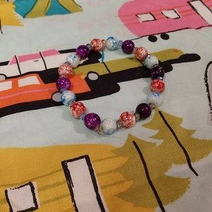 purple, blue and coral marble bracelet